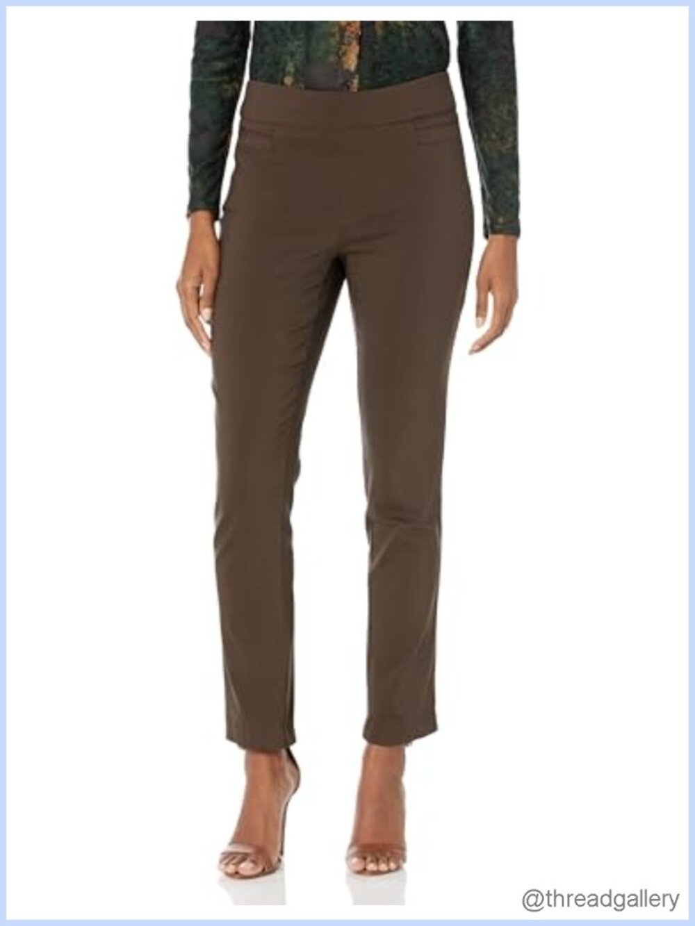Pull On Dress Pants Straight Leg Stretchy Office Work Slacks